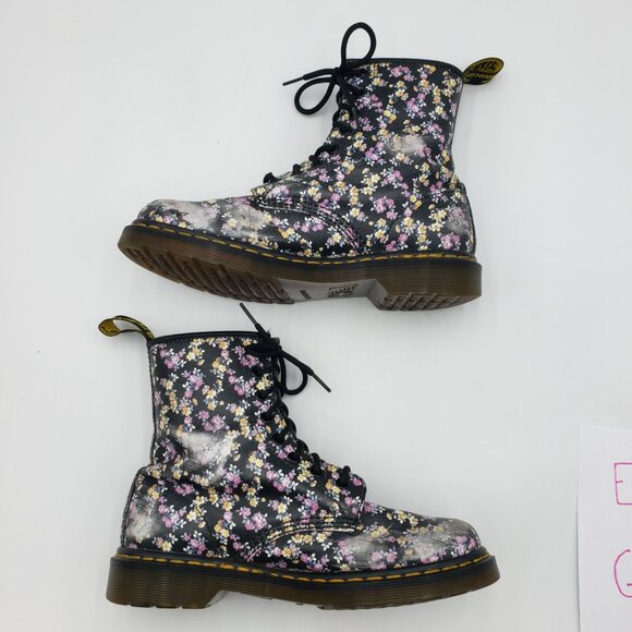 Dr. Martens Black Floral Combat Boots - Picture 6 of 11